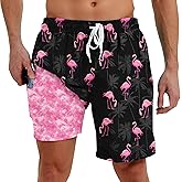 westwolf Men Swim Trunks with Compression Liner Men's 2 in 1 Bathing Suits 7 Inch Hawaiian Board Shorts
