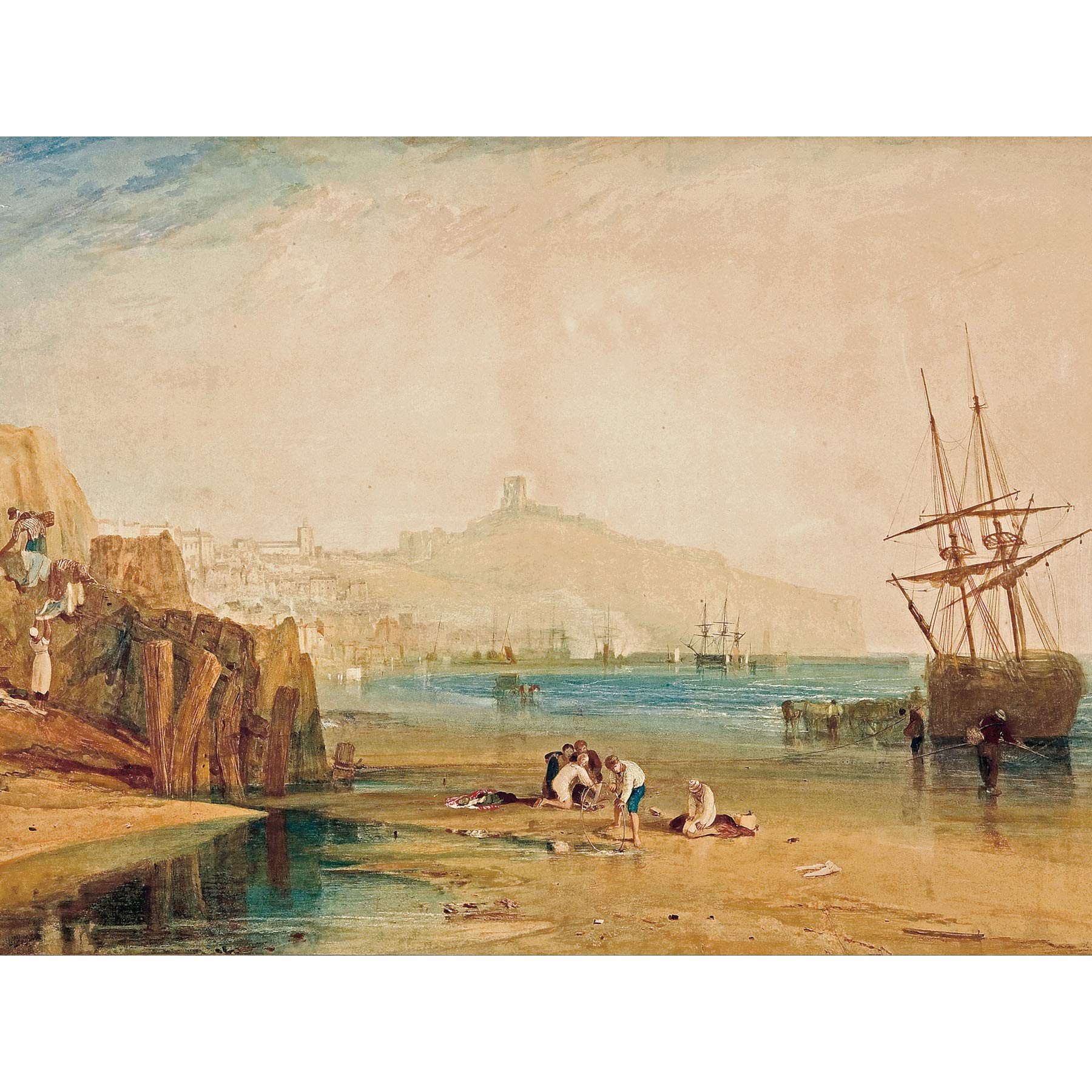 Jmw Turner Scarborough Town Castle Boys Catching Crabs Large Wall Art Print Canvas Premium Poster Mural