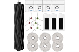 BRUVISH (20 Pack) T20 Omni Replacement Parts for ECOVACS DEEBOT T20 Omni/ T20e Omni/ T20 Max/ T20 Pro Robot Vacuum, 1 Roller Brush, 6 Side Brushes, 4 Dust Bags, 3 HEPA Filters, 6 Mop Pads, Accessories Kit
