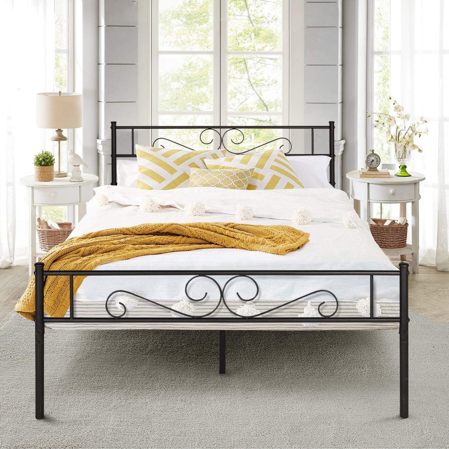 Best Vecelo Reinforced Metal Bed Frame Full Size