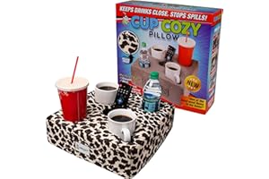 The Original Cup Cozy Pillow Gray-As Seen on TV-The World's Best Couch/Bed/Car Cup Holder for Drinks/Snacks/Remotes! (Cheetah Leopard, 5 Hole)