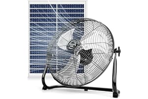 DBF 18" Solar Powered Fan for Outdoor - 26400mAh Rechargeable Floor Fan with 40W Solar Panel, 18 Speed, 12-60H Runtime, Quiet Cordless Fans for Home Patio Camping Gazebo Outage