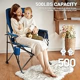 EVER ADVANCED Oversized Folding Camping Chair with Lumbar Support 230KG Blue view 6