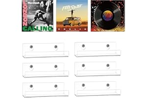 6 Pack Vinyl Record Holder, Acrylic Album Vinyl Holder, Clear CD Shelf, Book/Photo/Picture/Record Shelves in Bedroom, Living 