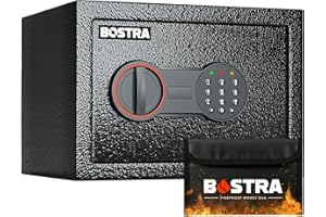 Bostra Fireproof Safe Box with Sensor Light & Fireproof Bag, Money Safe Box with Digital Keypad,Security Safe Box for Home, 0.5 Cubic Small Safe with Keys & Pass Code for Cash Jewelry Documents