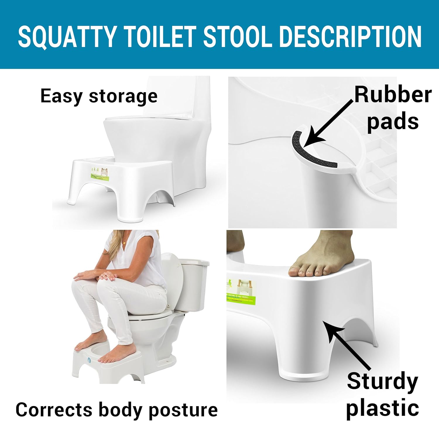Plastic Squat Stool for Western Toilet Squatty Potty Stool for Adults