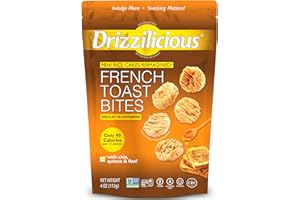 Drizzilicious Mini Rice Cakes French Toast - Rice Crisps, Healthy Snack for Adults and Kids, Flavored Rice Cakes, Vegan, Gluten Free, Allergen Free, Only 90 Calories Per Serving - 4 oz (Pack of 1)