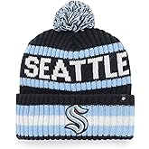 47 NHL Unisex-Adult Team Color Officially Licensed Primary Logo Bering Sport Knit Cuffed Pom Beanie Cold Weather Hat - Seattle Kraken Navy