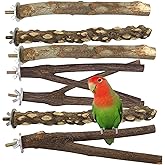 Bird Wood Perch, 8 Pack Natural Wooden Birds Perch for Cage, Bird Nest Tree Stands Wood Branches, Birds Cages Accessories for