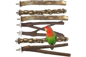 Bird Wood Perch, 8 Pack Natural Wooden Birds Perch for Cage, Bird Nest Tree Stands Wood Branches, Birds Cages Accessories for