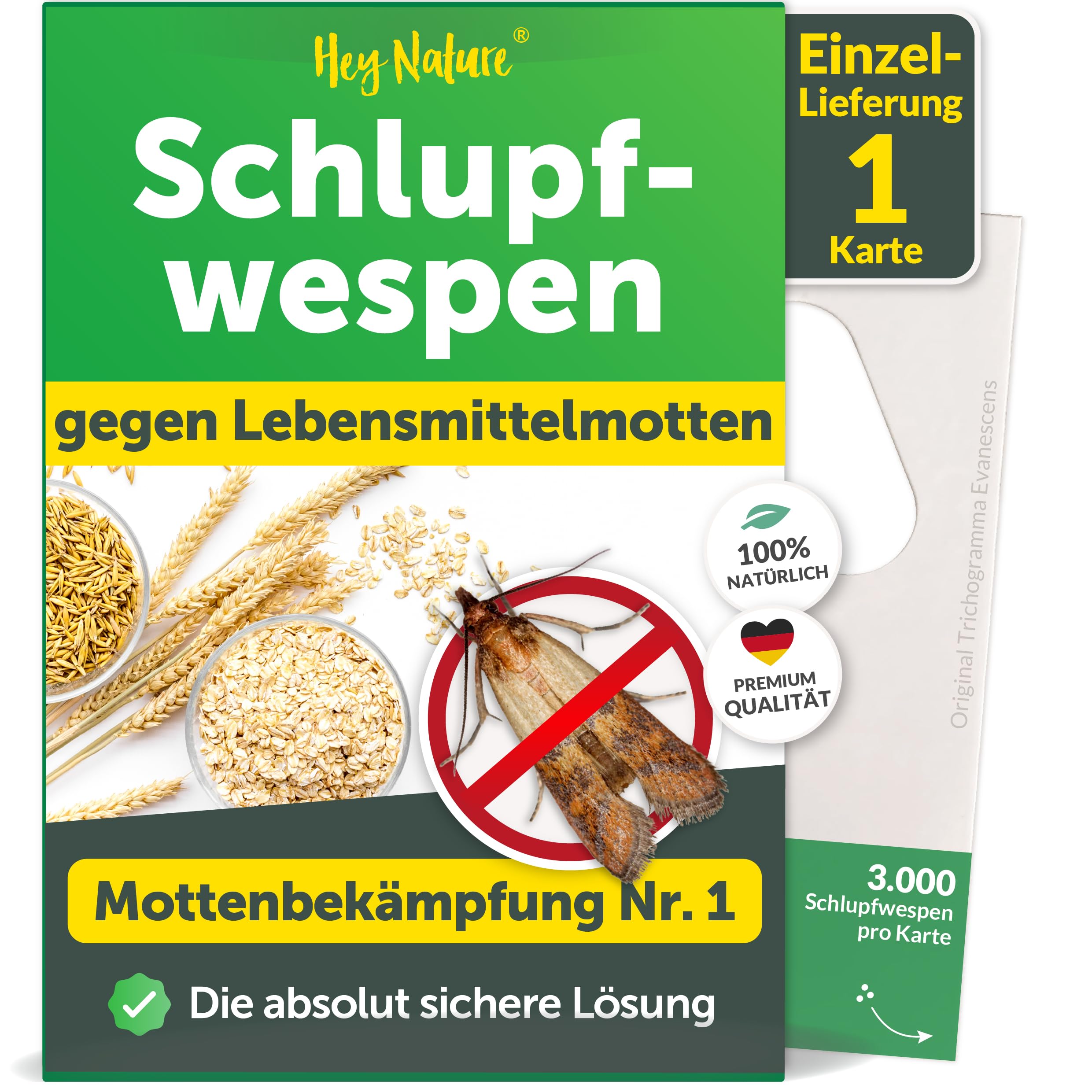 Hey Nature Schlupfwespen gegen Lebensmittelmotten - 1 x 1 Karte