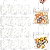 Kolldenn 12 Pcs Daisy Clear PVC Gift Bags with Handle, Cute Flower Transparent Goodie Bag, Reusable Treat Holder for Wedding Bridal Spring Birthday Baby Shower Party Supplies, 9. 84" x9. 84" x3. 54"