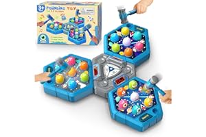 WAYKEE Whack a Mole Game, Toys for 3 4 5 6+ Year Old Boys Girls, Whack a Game for Kids, Gifts for 3-12 Year Old Boys Girls, Interactive Educational Toys with Multiplayer Hammers Sound and Light