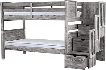 Amazon Com Bedz King Stairway Bunk Beds Twin Over Twin With 3