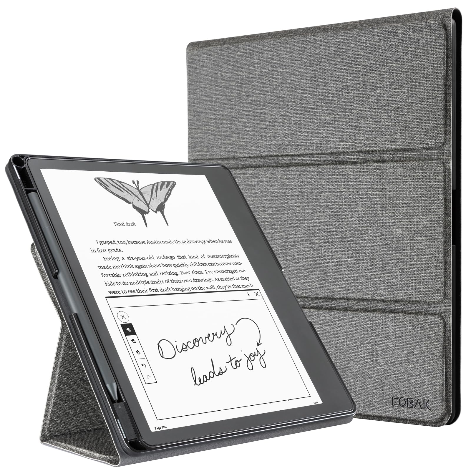 CoBak Stand Case for Kindle Scribe - Premium Folio Leather Cover with Pen Holder, Auto Sleep/Wake - Compatible with 10.2 Inch Kindle Scribe (2022/2024 Release)