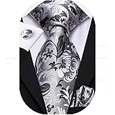 Hi-Tie Silk Paisley Ties for Men Necktie Pocket Square Cufflinks Set Foral Tie Sets Formal Business