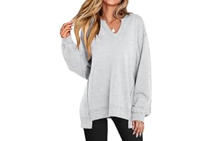 ANRABESS Women's Oversized Sweatshirts Long Sleeve Tunic Shirts V Neck Loose Pullover Tops 2025 Trendy Fall Teen Girls Outfit