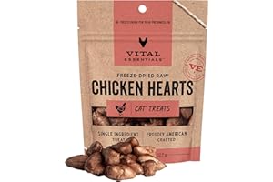 Vital Essentials Chicken Hearts Cat Treats, 1 oz | Freeze-Dried Raw | Single Ingredient | Grain Free, Gluten Free, Filler Free