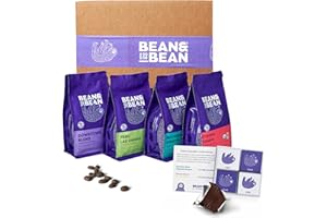 DAILY ROASTED BEAN&BEAN ORGANIC COFFEE Bean & Bean Around the World Coffee & Chocolate Gift Set – 4 x 1.8oz Coffee Samplers - Organic, Fair Trade, Includes Single Origin Coffee - Paired with Dark and Milk Chocolates – Medium Roast Coffee (Ground)