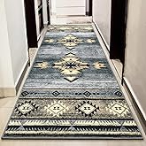 B BENRON Western Hallway Runner Rug 2 x 6, Non-Slip Long Runners for Bedroom Kitchen Hall Laundry, Accent and Tribal Throw Rugs Washable, Grey