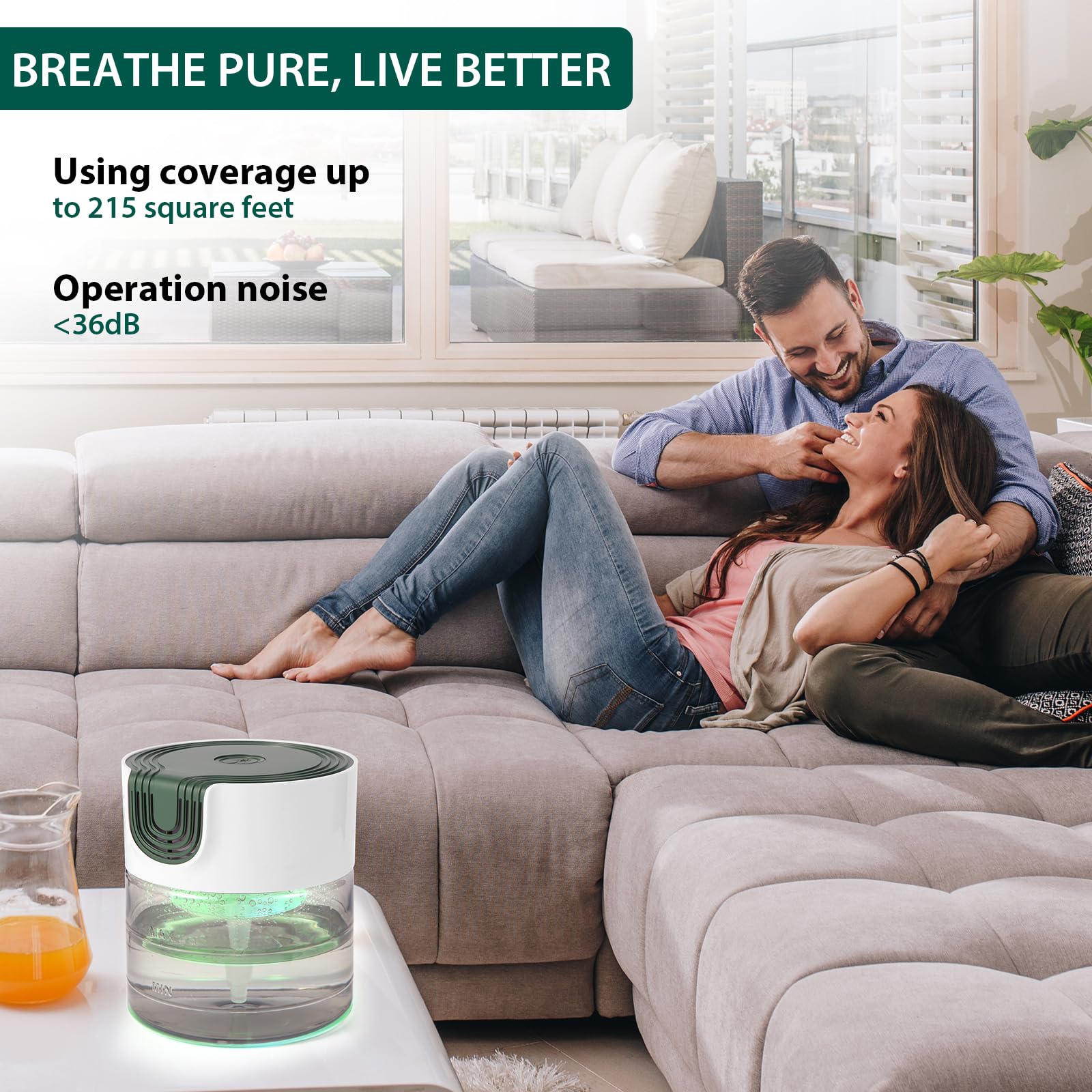Water Air Purifiers for Home, Quiet Variable Speed Water Based Air Purifier with 7 Color Night Light, Air Washer Humidifier for Home, Bedroom, Office, Pet Odors