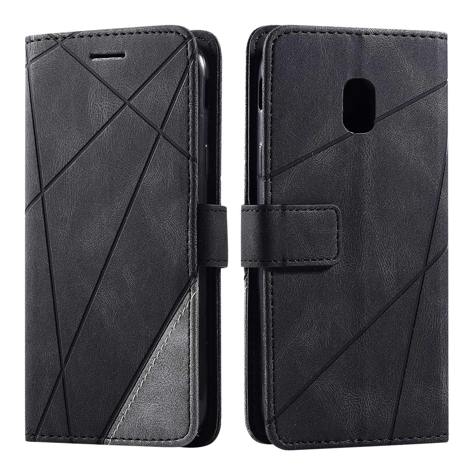 SONWO Case for Galaxy J3 2017 Case, Premium Leather Flip Wallet Case Magnetic Closure Card Slots Kickstand Phone Case for Samsung Galaxy J3 2017, Black
