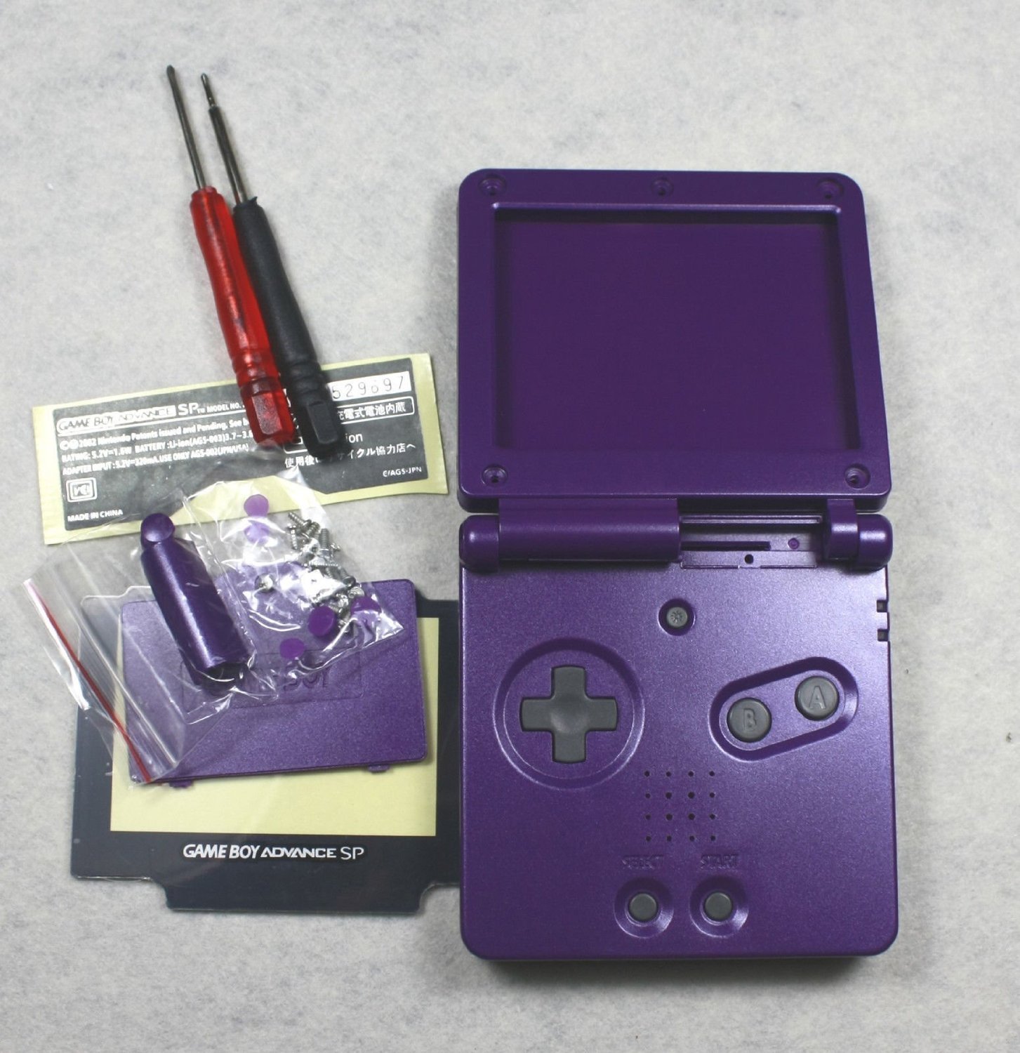 NEW Full Housing Shell Pack Case Cover With Buttons for GBA SP Gameboy Advance SP Purple Amazon