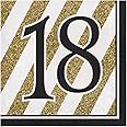Creative Converting Black and Gold 18" Paper Luncheon Napkins, One size, Happy Birthday