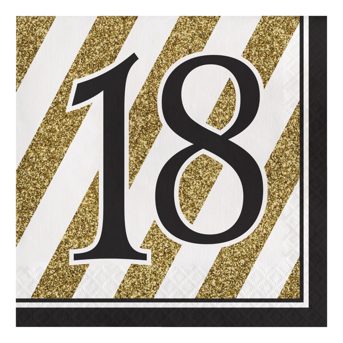 Creative Converting Black and Gold Number 18 Paper Luncheon Napkins,13" - 16 Pcs, PC317537