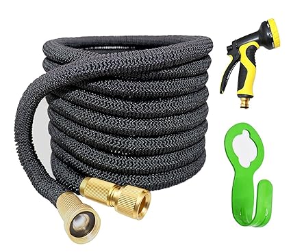 Gartenschlauch, 15M Wasserschlauch, FlexiSchlauch Flexibler Gartenschlauch Dehnbarer Extra St?rke Gewebe 5000D, Massiv Messin