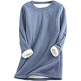 Yeokou Women Warm Sherpa Lined Fleece Crewneck Sport Sweatshirt Pullover Loungewear