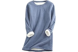 Yeokou Women Warm Sherpa Lined Fleece Crewneck Sport Sweatshirt Pullover Loungewear