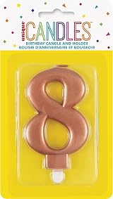 Unique Elegant Rose Gold Number 8 Birthday Candle - Metallic Finish view 2