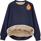 MAGCOMSEN Women's Sherpa Lined Sweatshirts Winter Warm Fleece Crewneck Pullover Thick Sweater Long Sleeve Tops Clothes