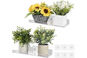 SAGUD 2Packs Window Shelf for Plants Indoor, 12inch Acylic Clear Floating Wall Shelf Decor, Window Sill Extender for Flower Pots, Self-Adhesive Wall Hanging Organizer Holder for Kitchen Bedroom