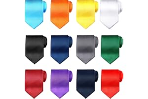 12 Pieces Boys Ties Clip On Neckties Pretied Tie Boys Solid Color Necktie Neck Strap Tie Formal Necktie with Elastic Neck Str