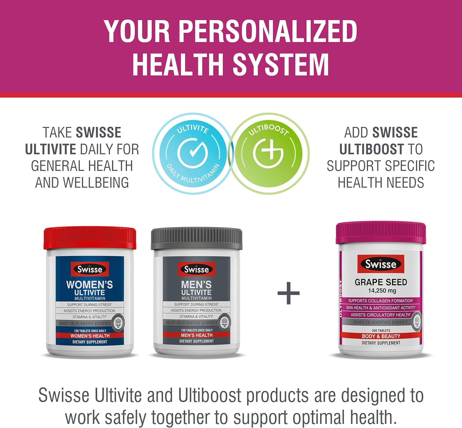 Swisse Ultiboost Grape Seed Supplement | Promotes Skin Health & Collagen Production | Improves Circulation & Potent Antioxidant & Vitamin C | 300 Tablets: Health & Personal Care