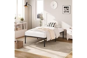 DERYONI 18 inch Twin Size Bed Frame No Box Spring Needed Heavy Duty Metal Twin Platform Bed Frame Steel Slat Support 750lbs High Easy Assembly Noise Free Black Bed Frame Twin