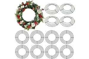 Thealyn 12 Pack 8'' Metal Wreath Frame Wire Wreath Rings for Christmas New Year Party Home Decor DIY (Green)