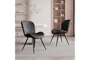 Nalupatio Dining Chairs Set of 2, Modern Dining Room Chairs Comfy Backrest Thick Upholstered Kitchen Chairs 19IN Height with Metal Legs Black
