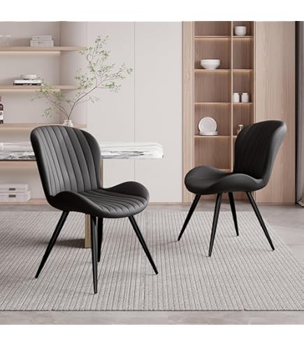 CLIPOP Modern Upholstered Faux Leather Dining Chair With Arms Metal Legs – CLIPOP Furniture - View #3
