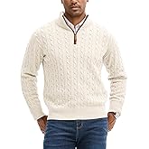JEMLDL Men's Quarter Zip Pullover Sweaters Cable Knit Texture Slim Fit Mock Neck Sweaters