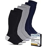 Pembrook Light Compression Socks for Women & Men - 3 Pairs | 8-15 mmHg Cotton Compression Socks Women, Knee High Comfort