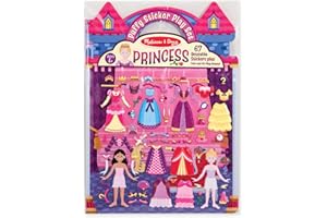 Melissa & Doug Ensemble d'autocollants Puffy – Princesse, 67 autocollants réutilisables avec 2 scènes pliantes, livre d'activ