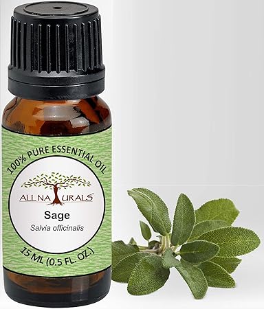 ALL NATURALS Sage Essential Oil 15ml (Kashmir) 100% Pure Undiluted for Aromatherapy, Vastu, Positivity & Clear Breathing