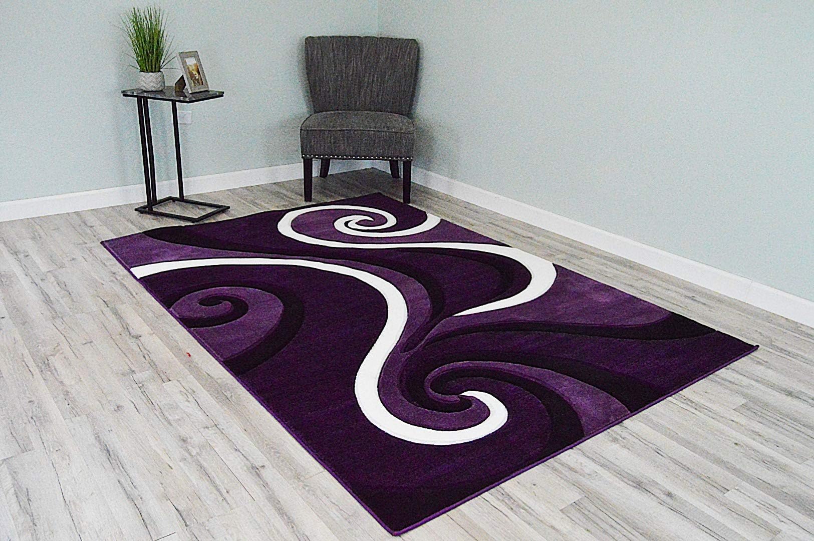 Abstract Rug 2x3 Small Rug Modern Rug Contemporary Area Rug Premium Colorful Thick Carpet for Living Room 327 Purple