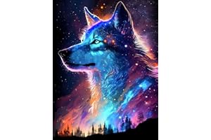 ijbnhd Wolf Diamond Painting Kits for Adults-Animal Diamond Art Kits for Adults,DIY Wolf Gem Art Kits for Adults for Gift Home Wall Decor 12X16inch