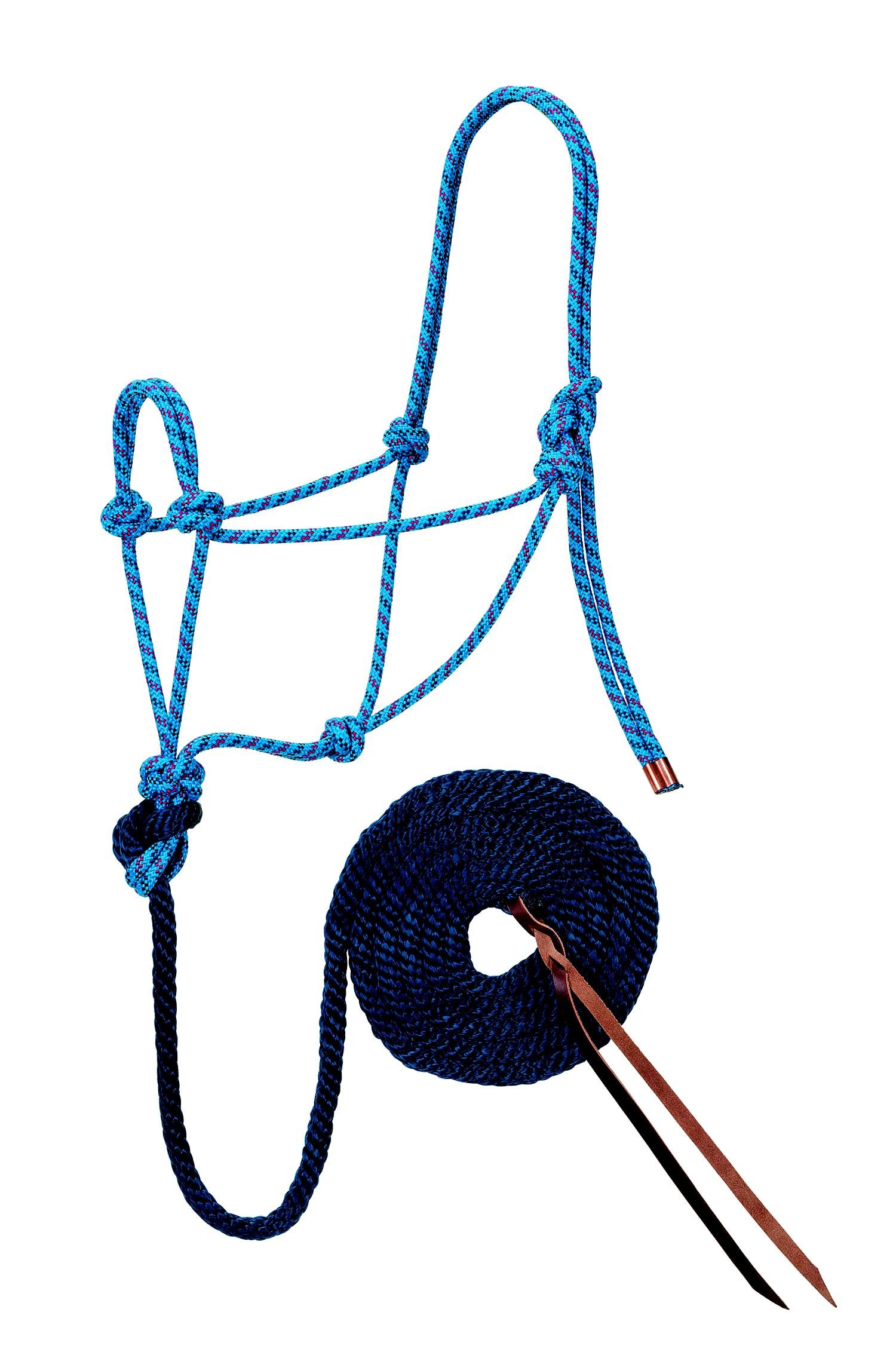 Weaver Leather Diamond Braid Rope Halter and Lead, Hurricane Blue/Dark Red/Navy — image 1
