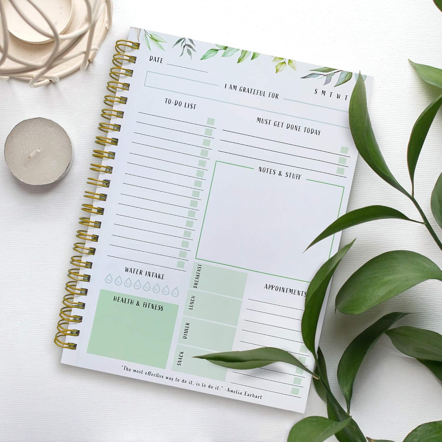 Simplified Greenery To Do List Notebook - Beautiful Daily Planner Easily Organizes Your Daily Tasks And Boosts Productivity - The Perfect Journal And Undated Office Supplies Notepad For Women : Office Products