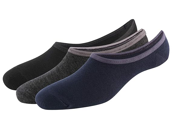 Trasa Unisex No Show Loafer Socks Soft Cotton, Boat Shoe Liners with CoolPlus No-Show Loafer Socks (Black, Blue and Grey_6-11) - Pack of 3